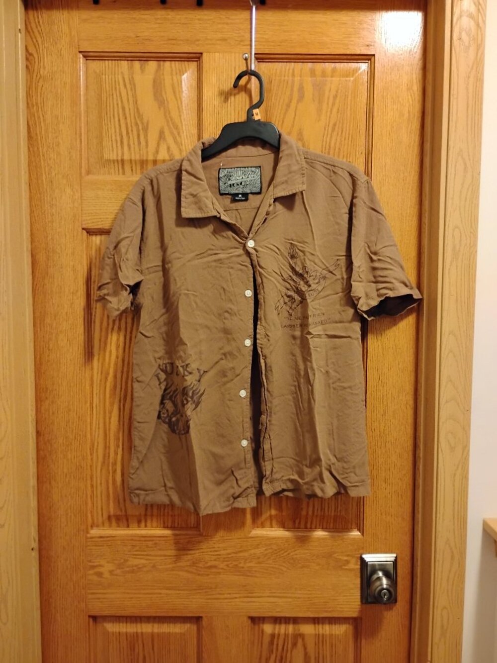 Brooklyn Cloth Graphic Button Up T Shirt Size M